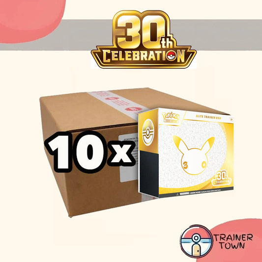 Pokémon - TCG - 30th Anniversary Elite Trainer Box Sealed Case Trainer Town